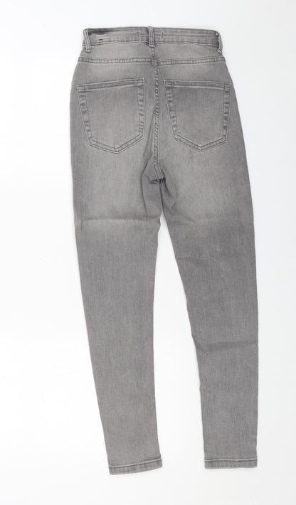 Denim & Co. Womens Grey Cotton Skinny Jeans Size 8 L25 in Regular Button