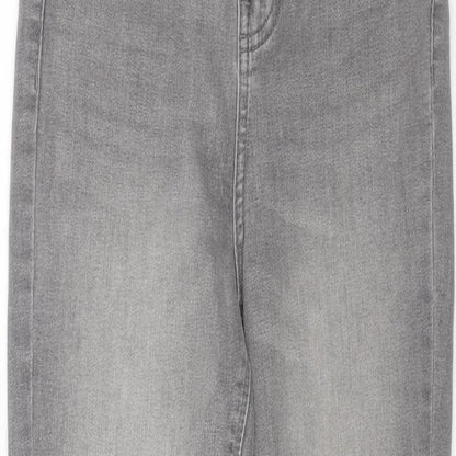Denim & Co. Womens Grey Cotton Skinny Jeans Size 8 L25 in Regular Button