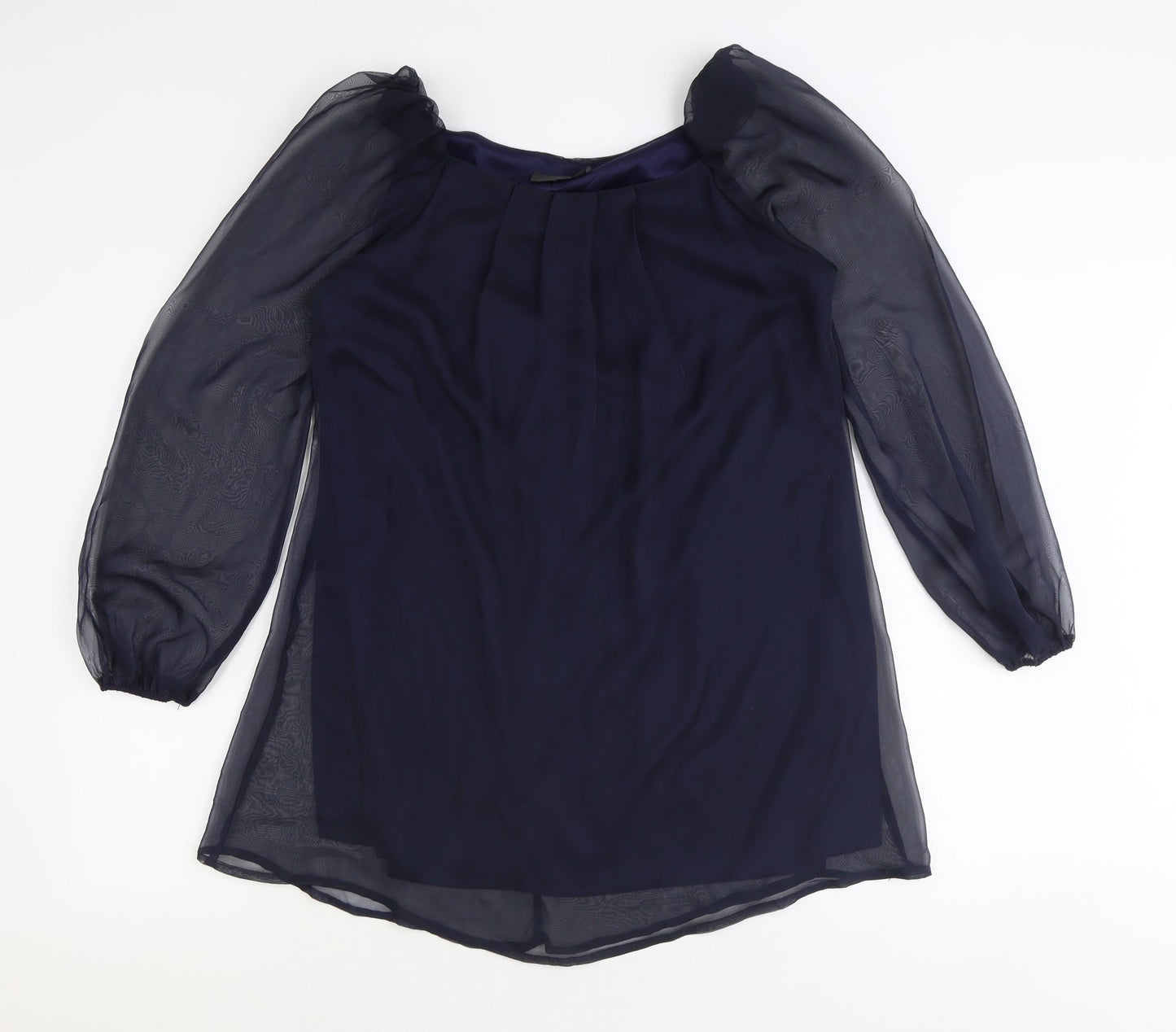 AX Paris Womens Blue Polyester Basic Blouse Size 12 Round Neck