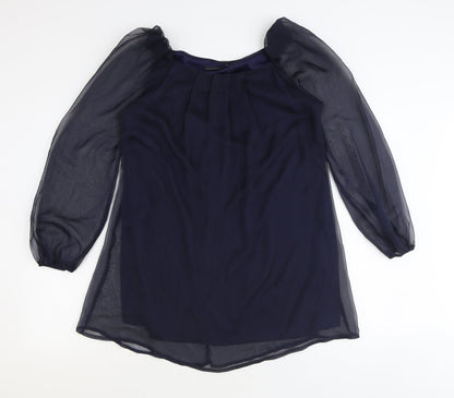 AX Paris Womens Blue Polyester Basic Blouse Size 12 Round Neck