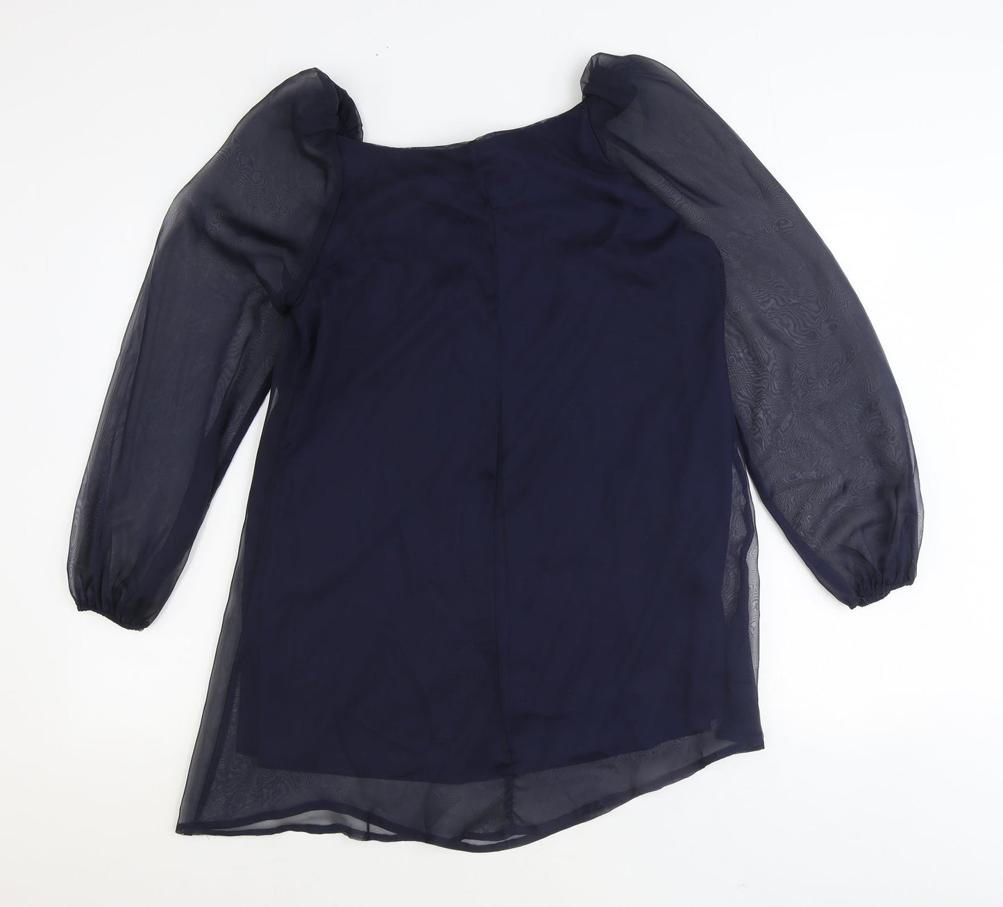 AX Paris Womens Blue Polyester Basic Blouse Size 12 Round Neck