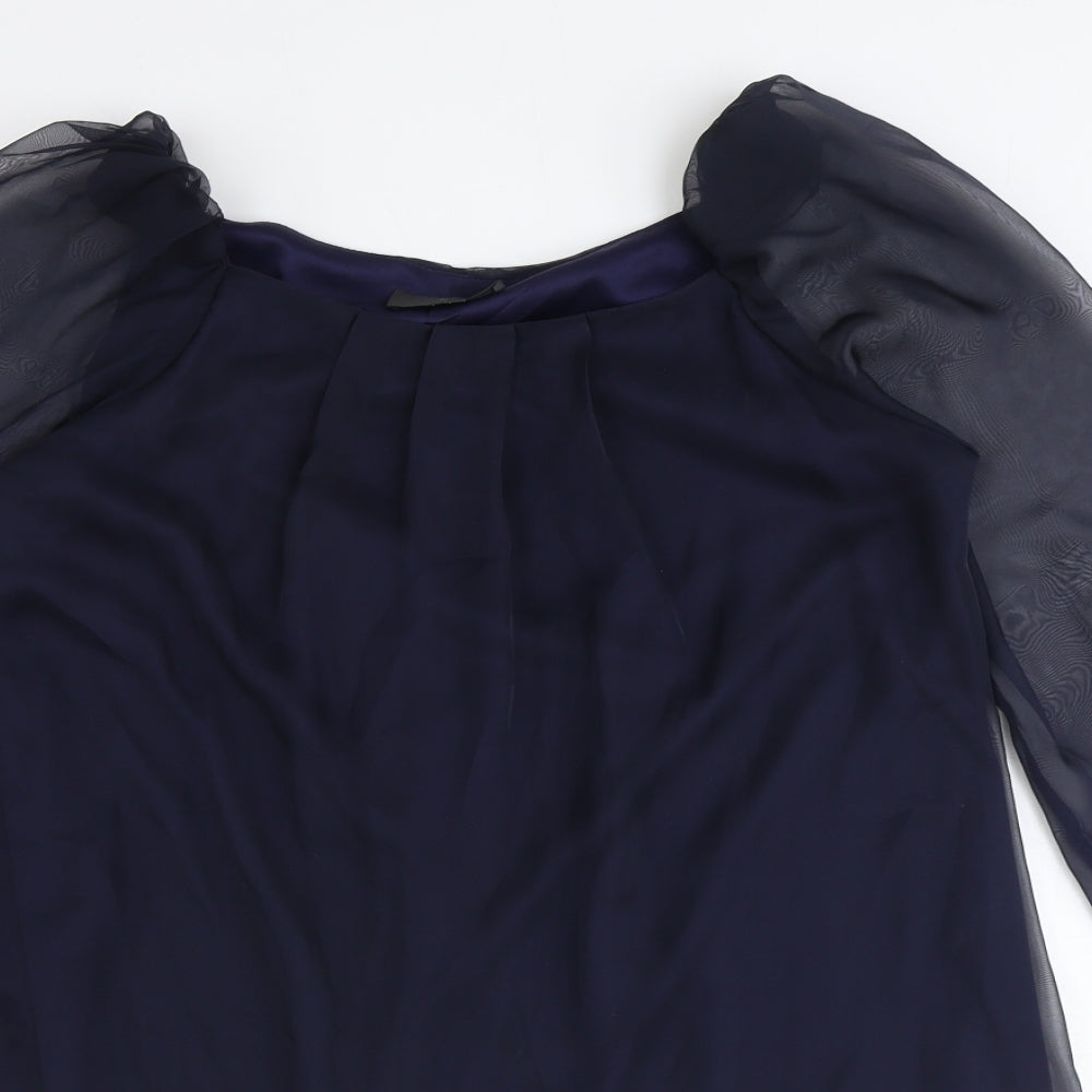 AX Paris Womens Blue Polyester Basic Blouse Size 12 Round Neck