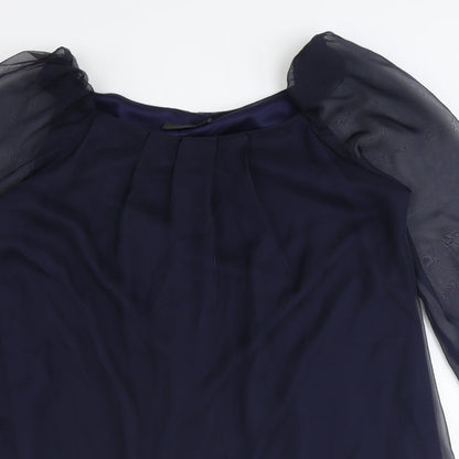 AX Paris Womens Blue Polyester Basic Blouse Size 12 Round Neck