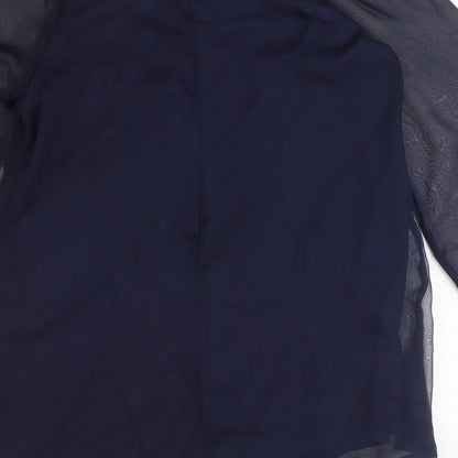 AX Paris Womens Blue Polyester Basic Blouse Size 12 Round Neck