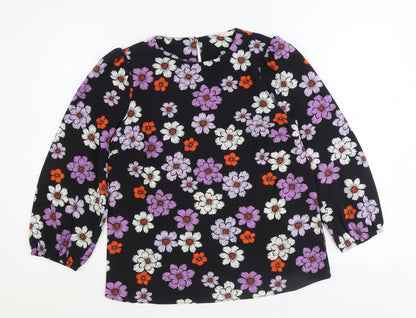 TU Womens Multicoloured Floral Polyester Basic Blouse Size 8 Round Neck