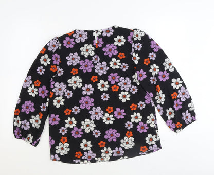 TU Womens Multicoloured Floral Polyester Basic Blouse Size 8 Round Neck
