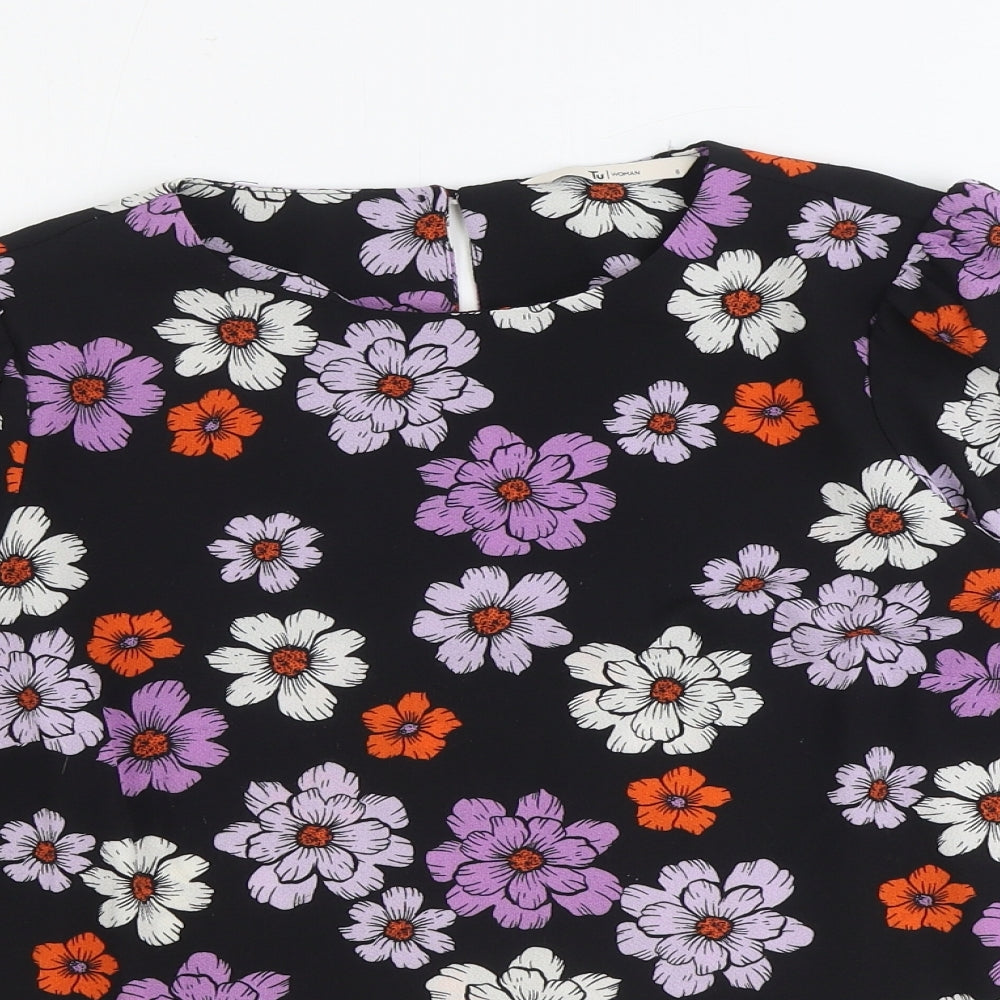 TU Womens Multicoloured Floral Polyester Basic Blouse Size 8 Round Neck