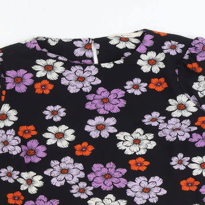TU Womens Multicoloured Floral Polyester Basic Blouse Size 8 Round Neck