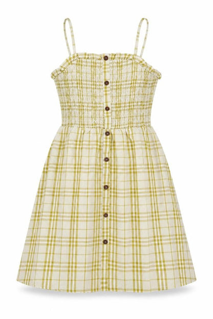 Gilli Womens Yellow Plaid Polyester Fit & Flare Size M Square Neck Pullover