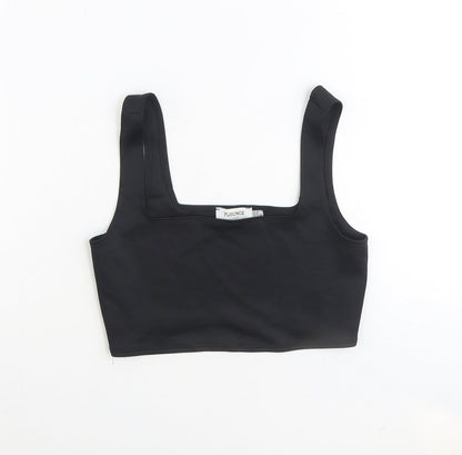 Flounce Womens Black Polyester Cropped Tank Size 12 Square Neck