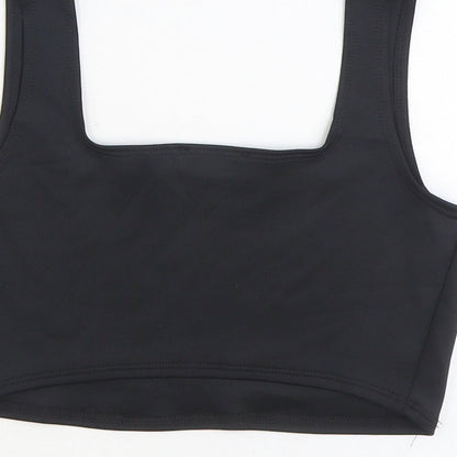 Flounce Womens Black Polyester Cropped Tank Size 12 Square Neck