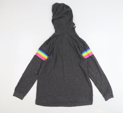Peacocks Boys Grey Polyester Pullover Hoodie Size 10 Years Pullover