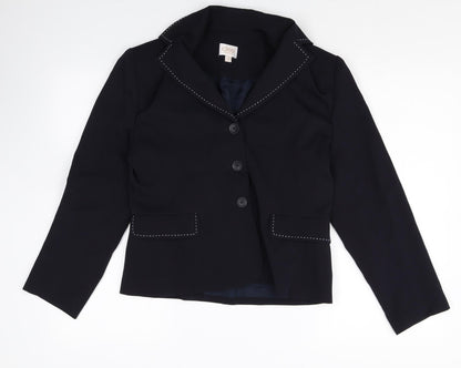 Cleo Womens Black Polyester Jacket Blazer Size 10