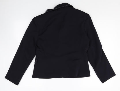 Cleo Womens Black Polyester Jacket Blazer Size 10