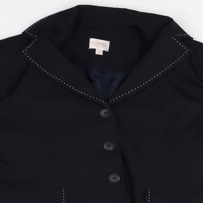 Cleo Womens Black Polyester Jacket Blazer Size 10