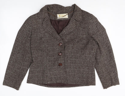 Roman Womens Brown Plaid Polyester Jacket Suit Size 16
