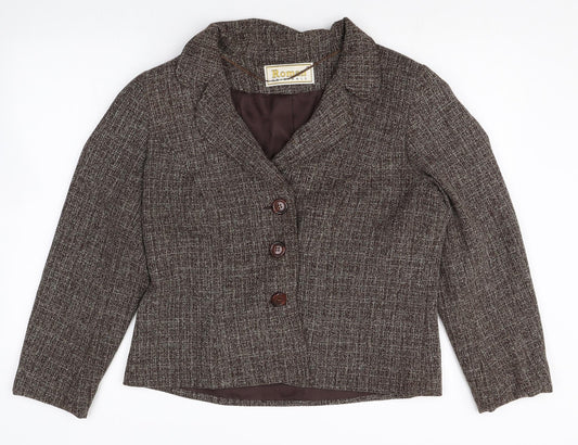 Roman Womens Brown Plaid Polyester Jacket Suit Size 16