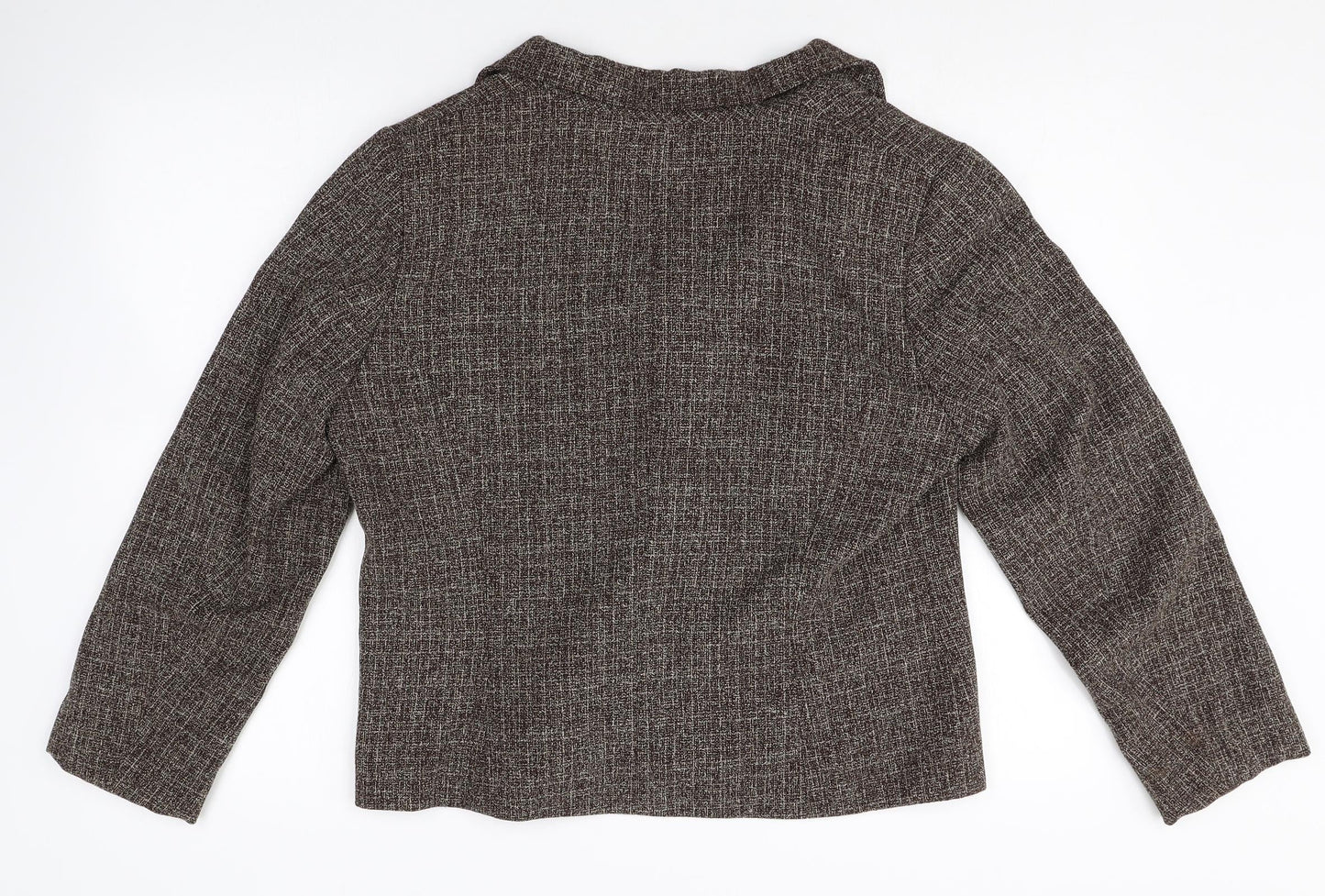 Roman Womens Brown Plaid Polyester Jacket Suit Size 16