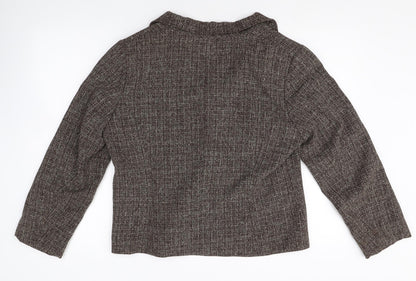 Roman Womens Brown Plaid Polyester Jacket Suit Size 16