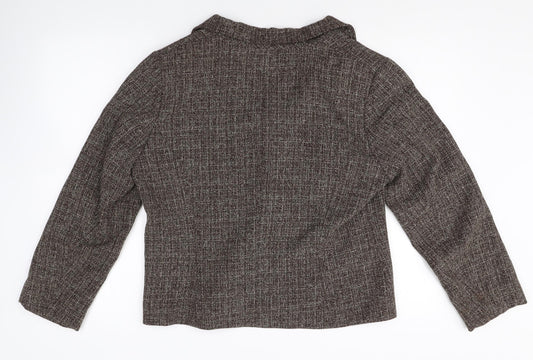 Roman Womens Brown Plaid Polyester Jacket Suit Size 16