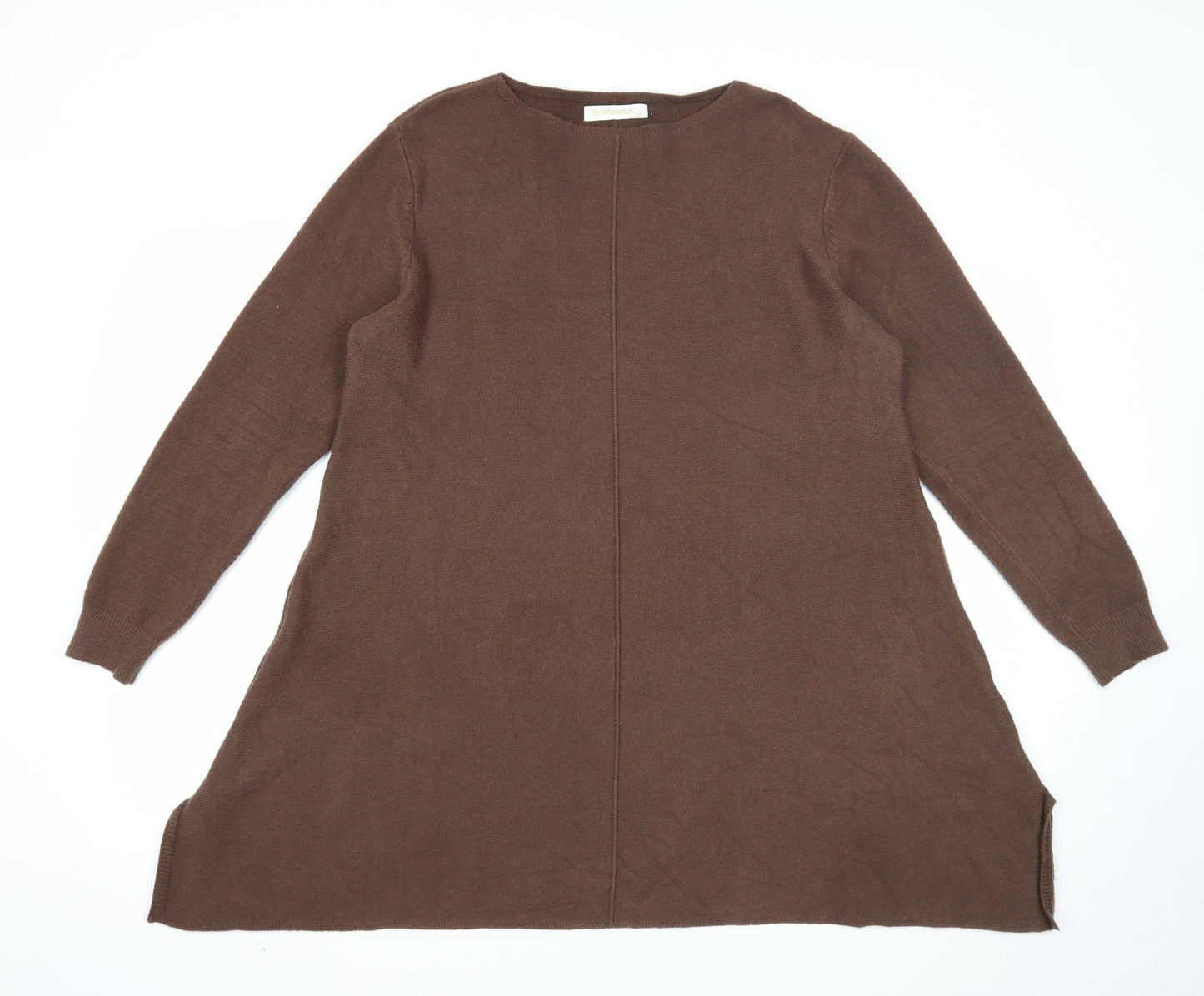 E-Woman Womens Brown Viscose A-Line Size S Round Neck Pullover