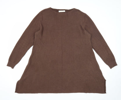 E-Woman Womens Brown Viscose A-Line Size S Round Neck Pullover