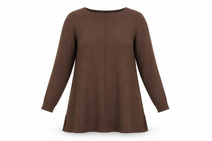 E-Woman Womens Brown Viscose A-Line Size S Round Neck Pullover