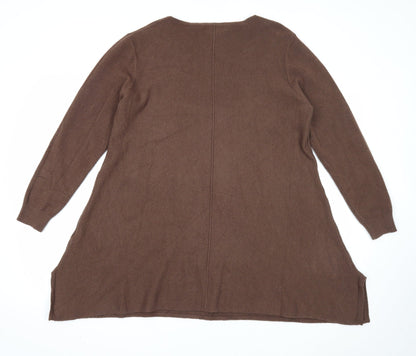 E-Woman Womens Brown Viscose A-Line Size S Round Neck Pullover