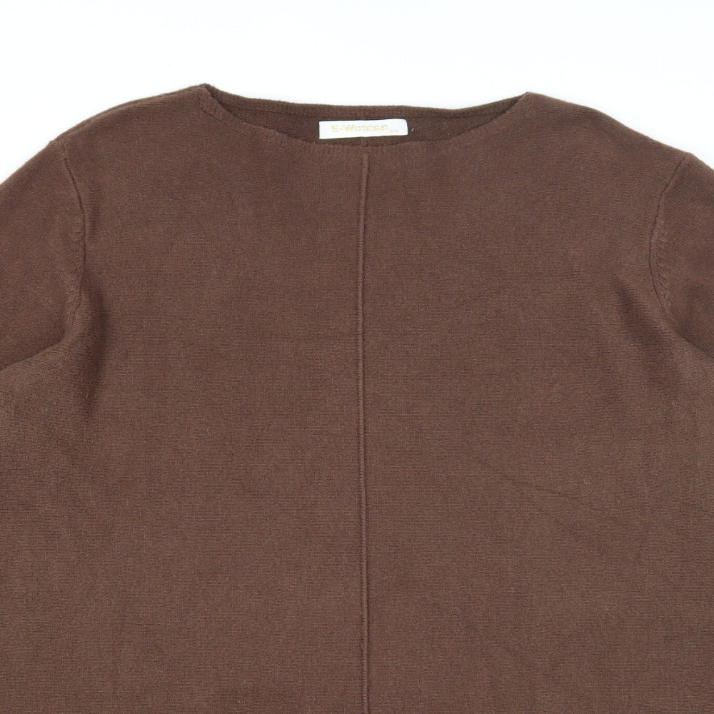 E-Woman Womens Brown Viscose A-Line Size S Round Neck Pullover