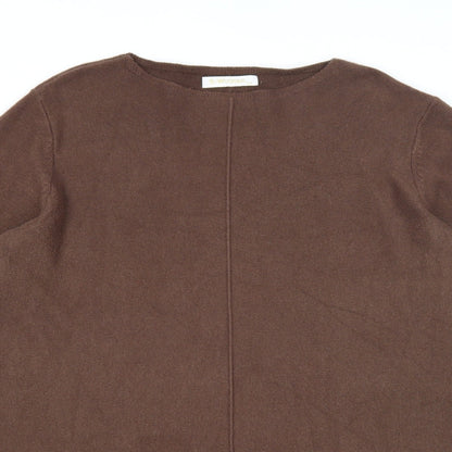 E-Woman Womens Brown Viscose A-Line Size S Round Neck Pullover