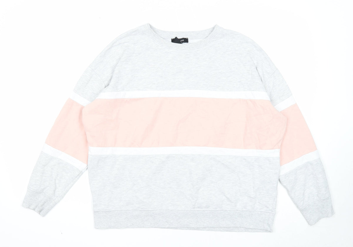 New Look Womens Grey Colourblock Cotton Pullover Sweatshirt Size M Pullover