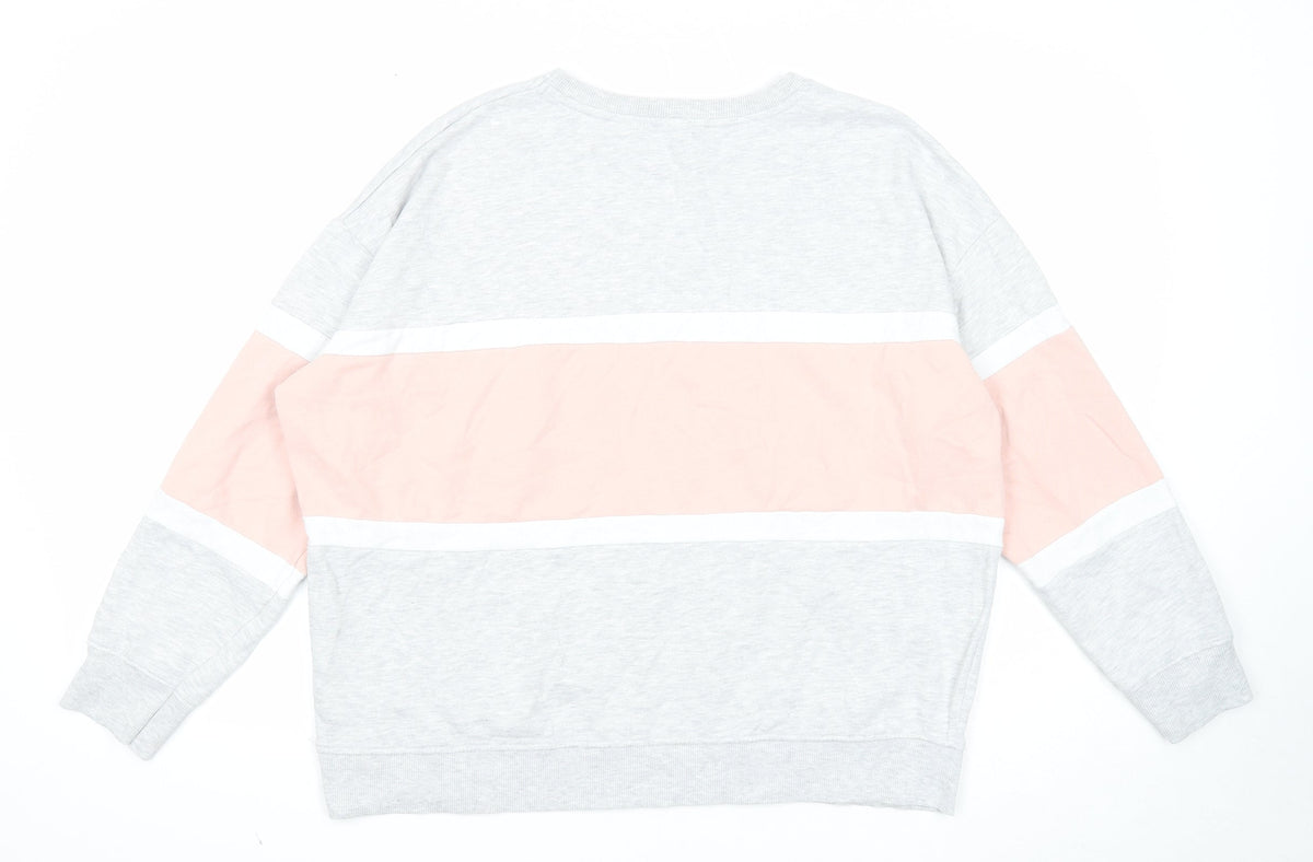 New Look Womens Grey Colourblock Cotton Pullover Sweatshirt Size M Pullover