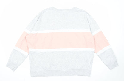 New Look Womens Grey Colourblock Cotton Pullover Sweatshirt Size M Pullover