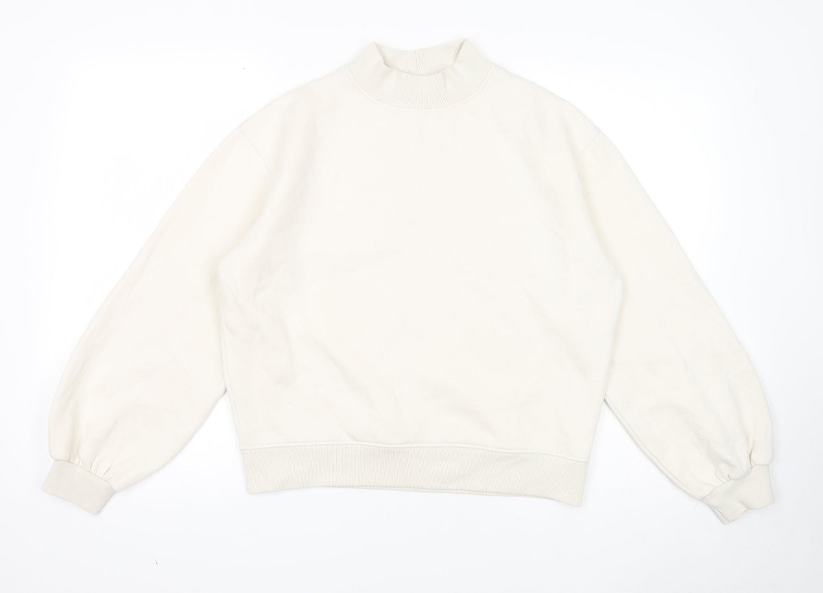 Oasis Womens White Cotton Pullover Sweatshirt Size L Pullover