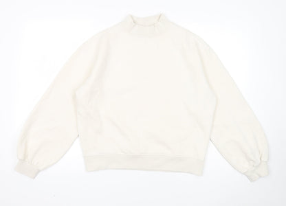 Oasis Womens White Cotton Pullover Sweatshirt Size L Pullover