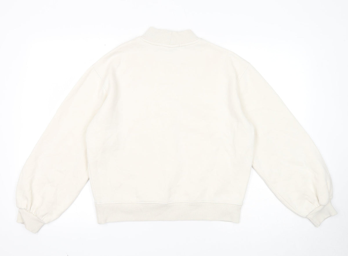 Oasis Womens White Cotton Pullover Sweatshirt Size L Pullover