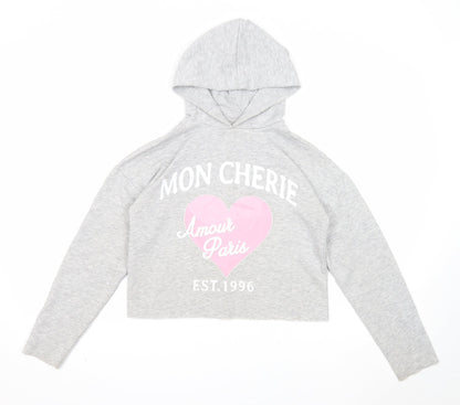 Candy Couture Girls Grey Cotton Pullover Hoodie Size 14 Years Pullover - Mon Cherie