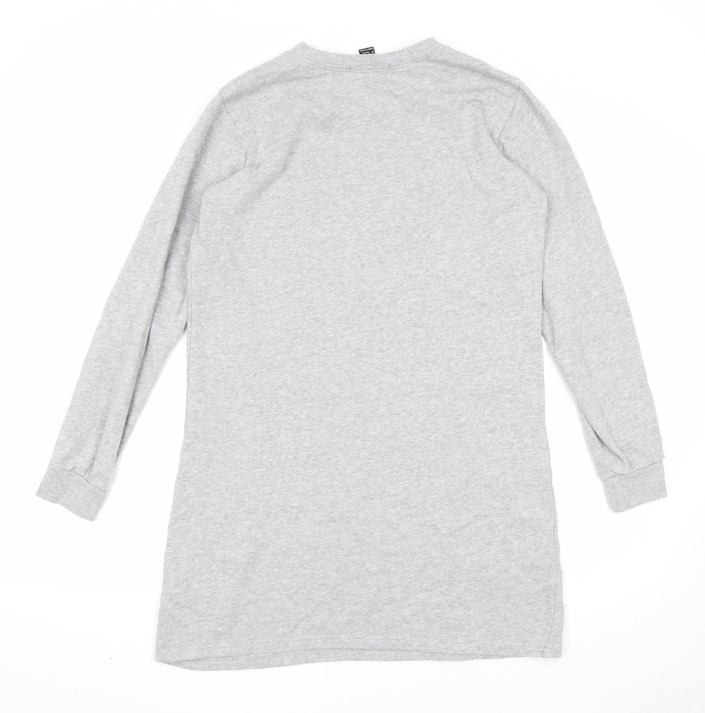 FOREVER 21 Womens Grey Cotton T-Shirt Dress Size S Round Neck Pullover - I Love You