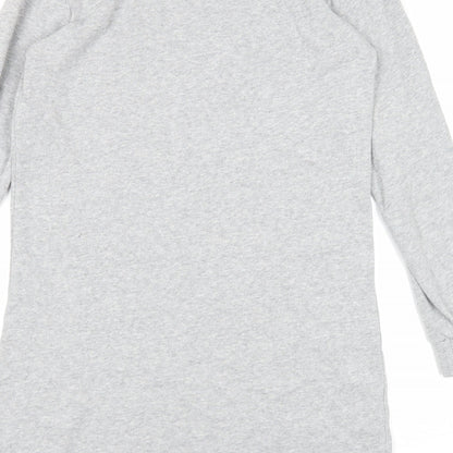 FOREVER 21 Womens Grey Cotton T-Shirt Dress Size S Round Neck Pullover - I Love You