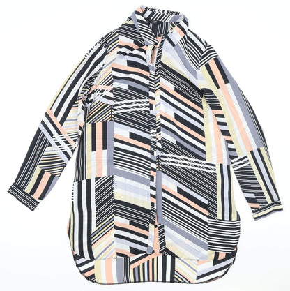 F&F Womens Multicoloured Geometric Polyester Basic Button-Up Size 10 Collared
