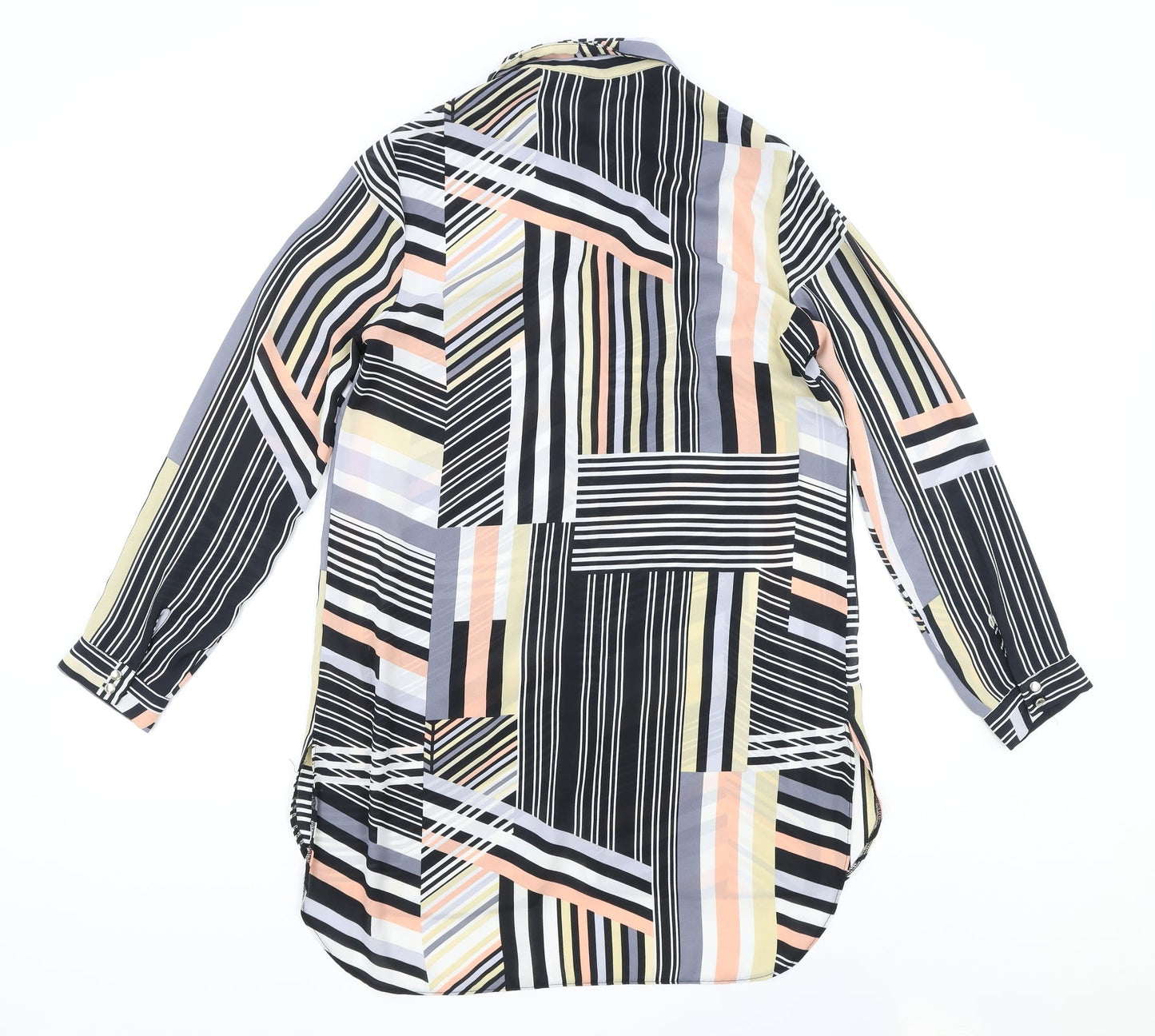 F&F Womens Multicoloured Geometric Polyester Basic Button-Up Size 10 Collared