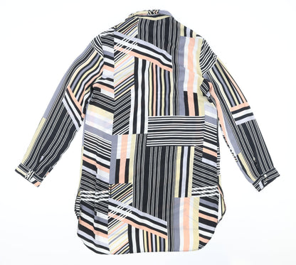 F&F Womens Multicoloured Geometric Polyester Basic Button-Up Size 10 Collared