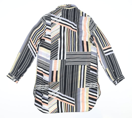 F&F Womens Multicoloured Geometric Polyester Basic Button-Up Size 10 Collared