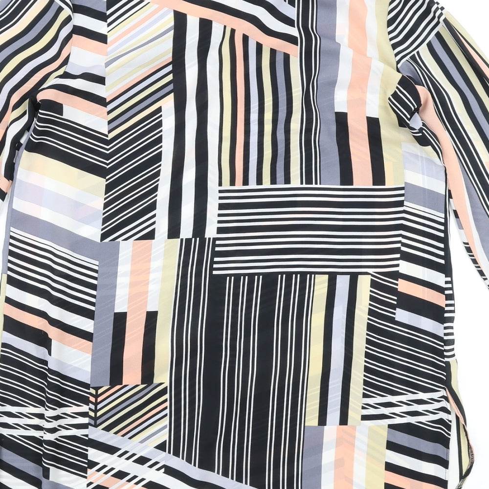 F&F Womens Multicoloured Geometric Polyester Basic Button-Up Size 10 Collared
