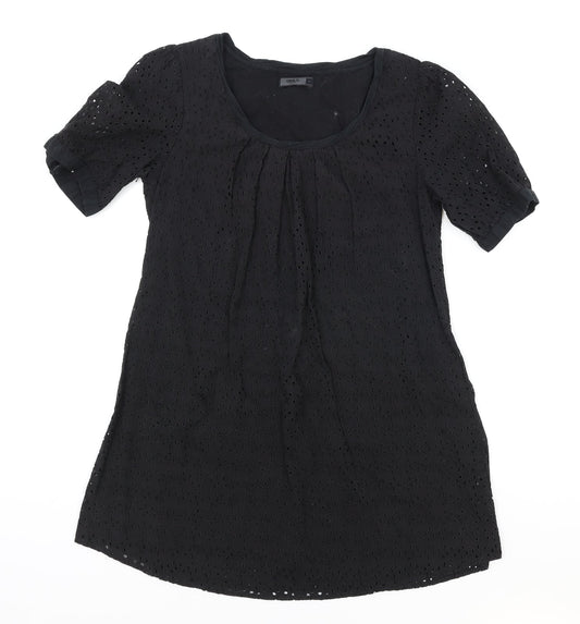 Only Womens Black Cotton T-Shirt Dress Size M Round Neck Pullover