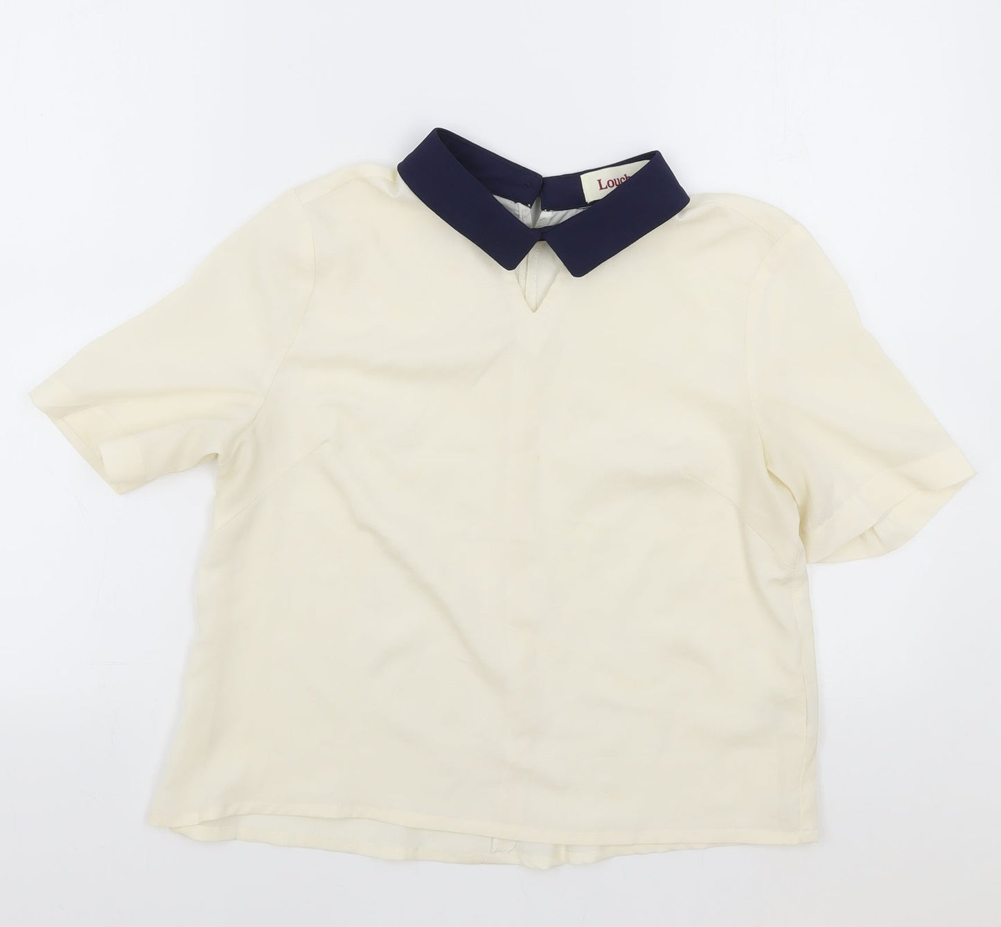 Louche Womens Ivory Polyester Basic Blouse Size 10 Collared