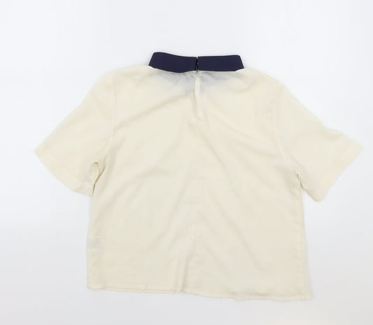 Louche Womens Ivory Polyester Basic Blouse Size 10 Collared