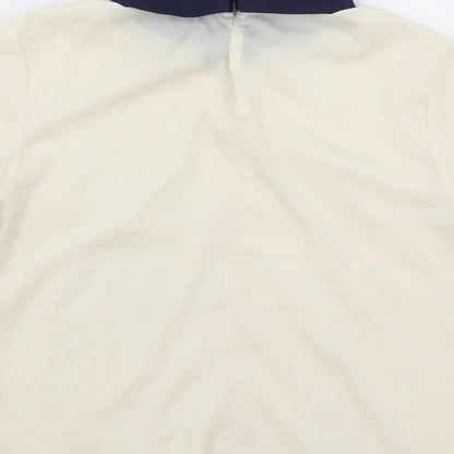 Louche Womens Ivory Polyester Basic Blouse Size 10 Collared