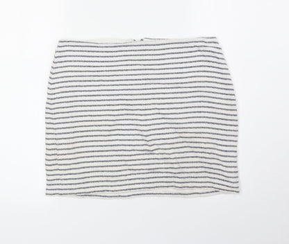 Gap Womens White Striped Cotton Bandage Skirt Size 6 Zip