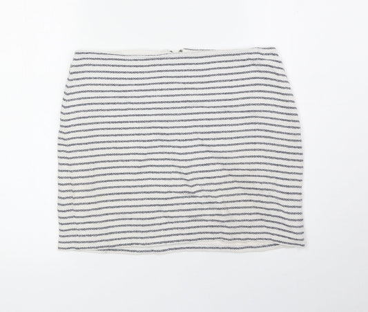 Gap Womens White Striped Cotton Bandage Skirt Size 6 Zip